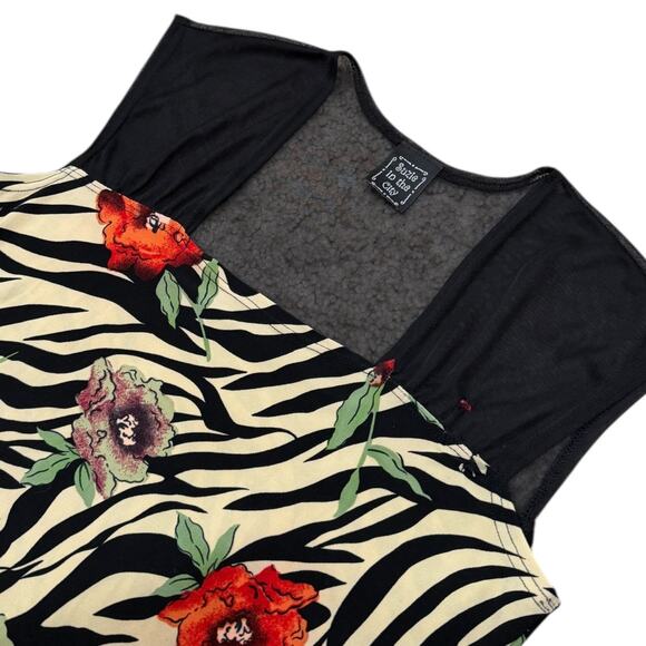 Y2k Suzie In The City Zebra Floral Print Sheer Blouse - Picture 5 of 6